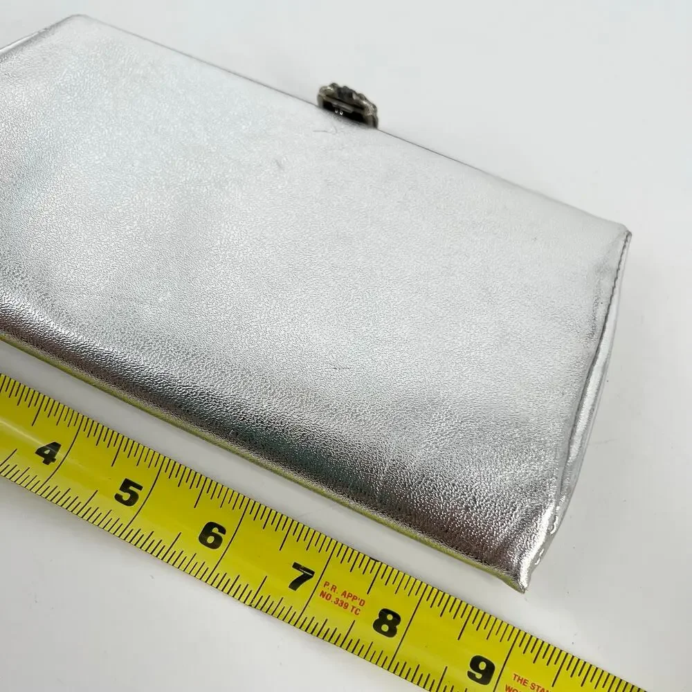 vintage silver metallic clutch evening bag